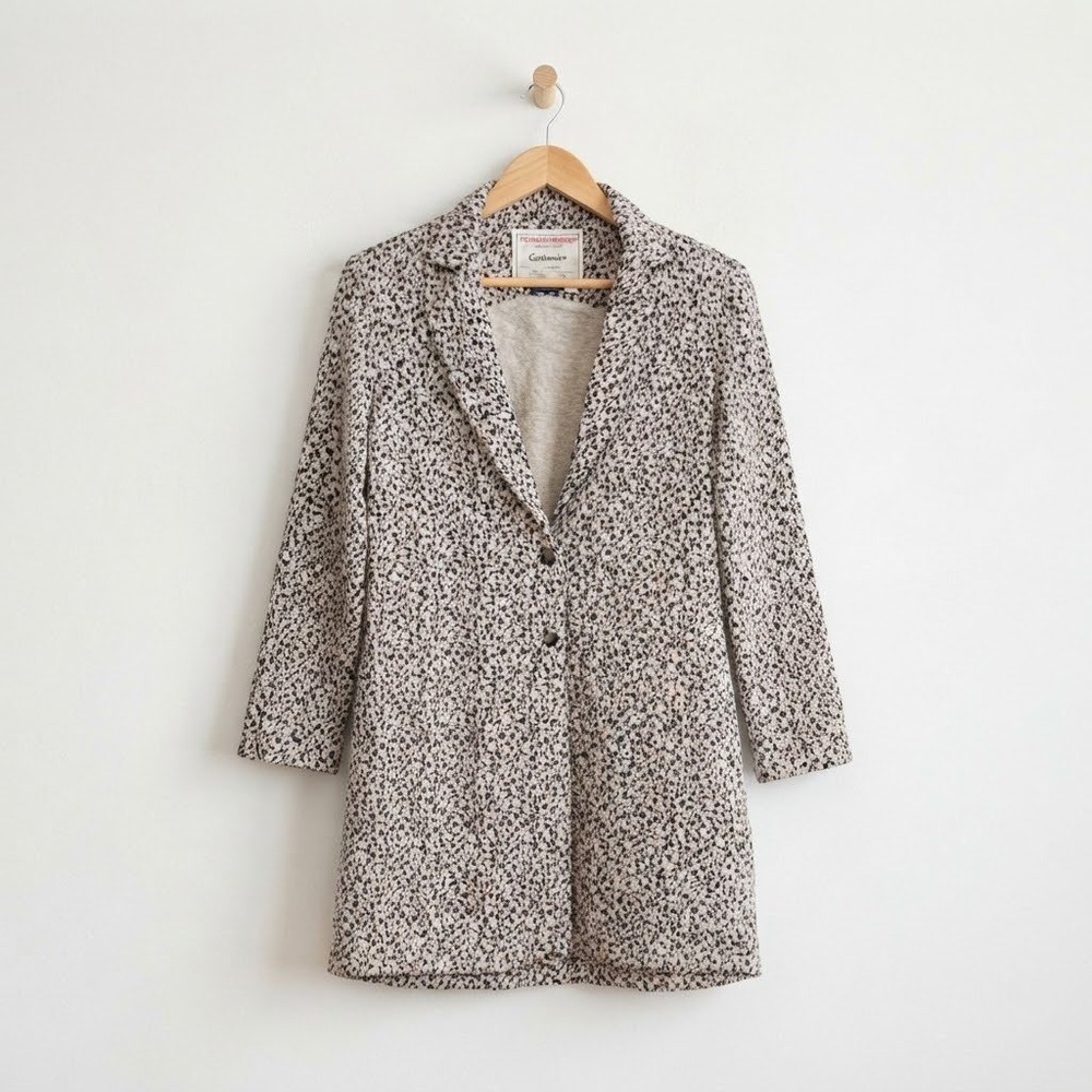 Anthropologie Cartonnier Academia Metallic Leopard Print Knit Blazer M Longline